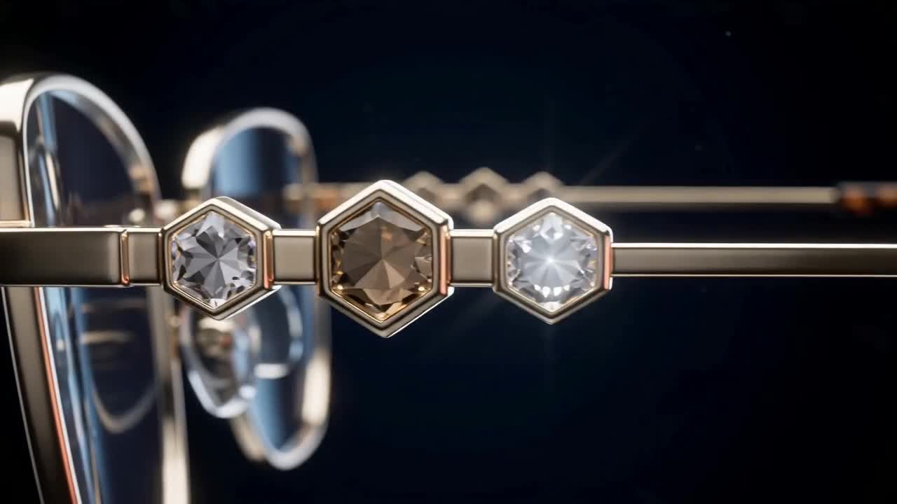 Detalhe de armação NEOGOLD com acabamento dourado